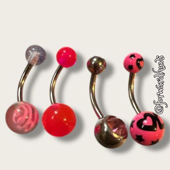 Barbie Pink Belly Button Piercing Rings - Picture 3 of 5
